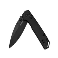 Kershaw Pocket Knife Mini Iridium, Black Design, 3 Inch Steel Spear Point Blade, EDC with Thumb Stud Opening, Reversible Carry, DuraLock, Everyday Carry Pocket Knife for Men and Women