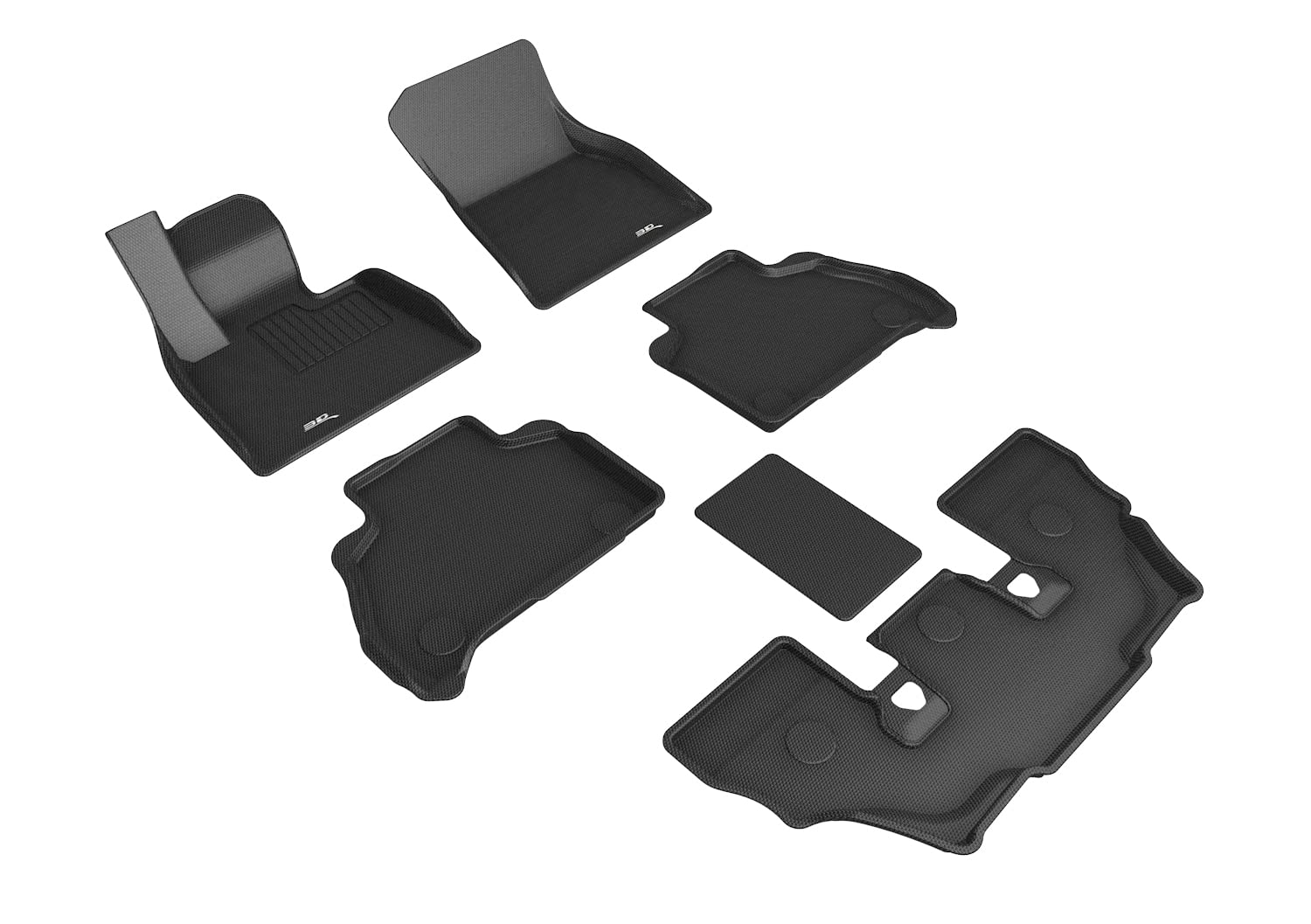 Kagu Floor Mat 3D MAXpider Custom Fit (Black) Compatible with BMW X7 (G07) 6-Seat 2019-2025 - Full Set