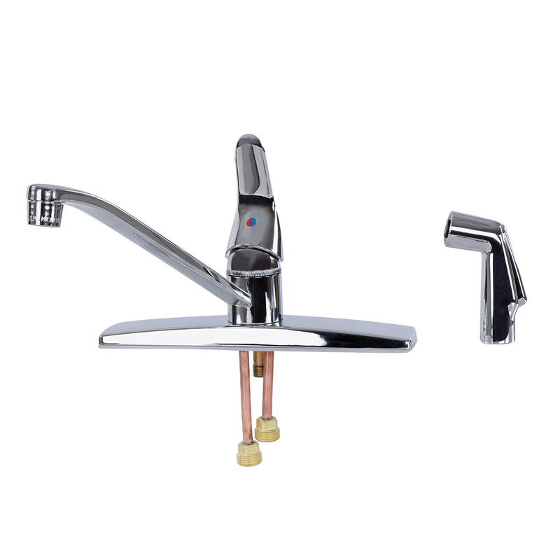 SL801F-4 Empire Faucets 4-Hole Metallic Single Lever Kitchen Faucet with D-Spout Blade Handle & Sprayer - Chrome