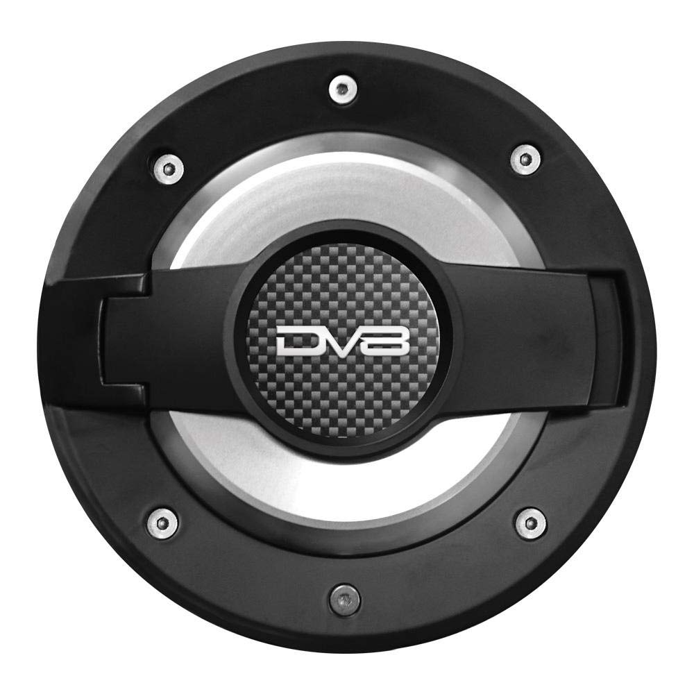 D-JP-190024-BLK | DV8 Offroad Fuel Door for 97-06 Wrangler TJ | Complete Assembly | Billet Aluminum Construction | Magnetic Closure | Black and Silver Two Tone Finish