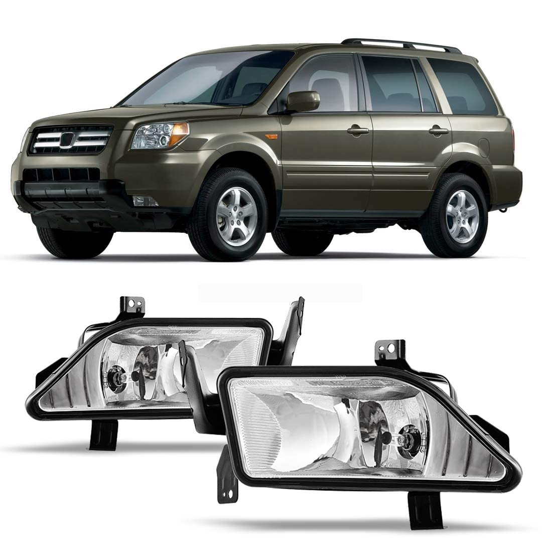 Fog Lights Winjet Driving for [2006 2007 2008 Honda Pilot] OEM Series Fog Lamps for Honda Pilot 06 07 08 Clear Lens with H11 12V 55W Bulbs