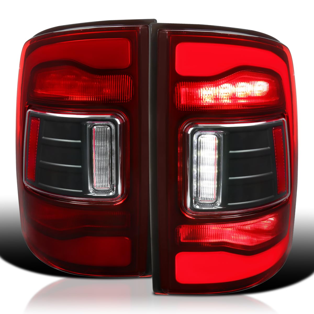 Red LED Tail Lights SPEC-D TUNING w/LED Light Bar Compatible with 2009-2018 Dodge Ram 1500 2500 3500, Left + Right Pair Assembly