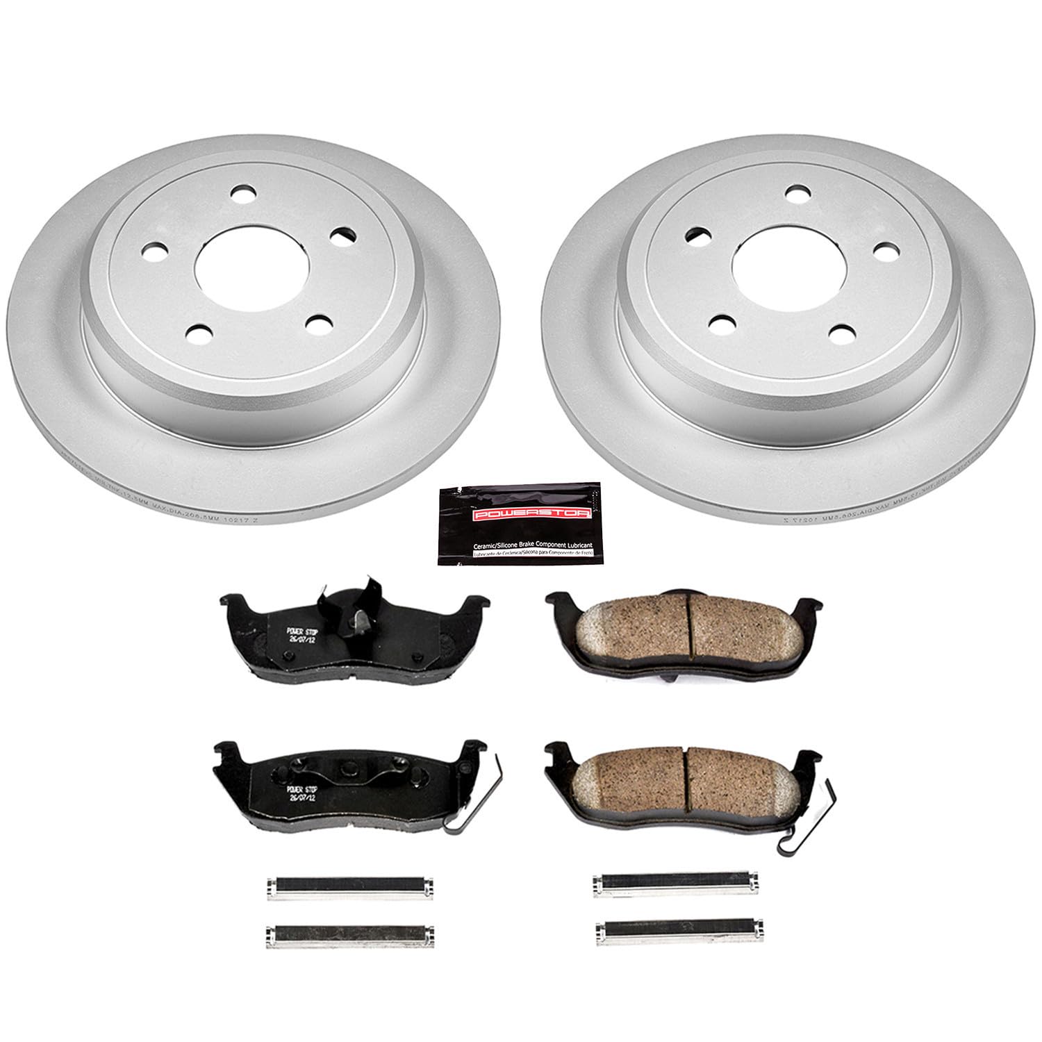 Power Stop Coated Brake Rotor CRK2221 & Ceramic Brake Pads- rear For Jeep Commander 2006-2010, Jeep Grand Cherokee 2005-2010 [Model Specific]