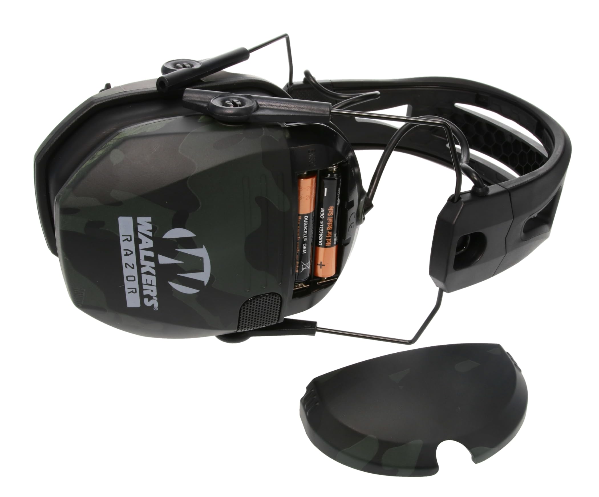 Multicam Grey Camo Walker's Razor Tacti-Grip Earmuffs, High Performance Silicone Composite Slip Free Headband- Natural Sound Clarity Full Dynamic Range 23 NRR, Multicam camo