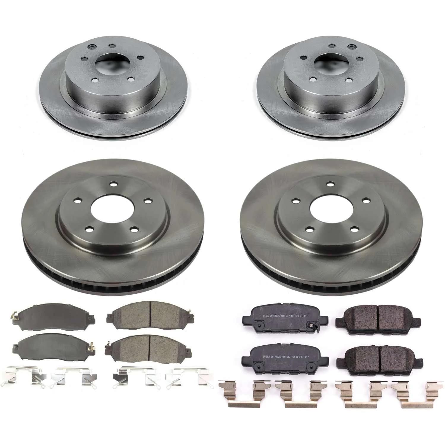 Power Stop KOE8273 Front and Rear Replacement Brake Kit-OE Brake Rotors & Ceramic Brake Pads For Nissan LEAF 2018-2024 [Model Specific]