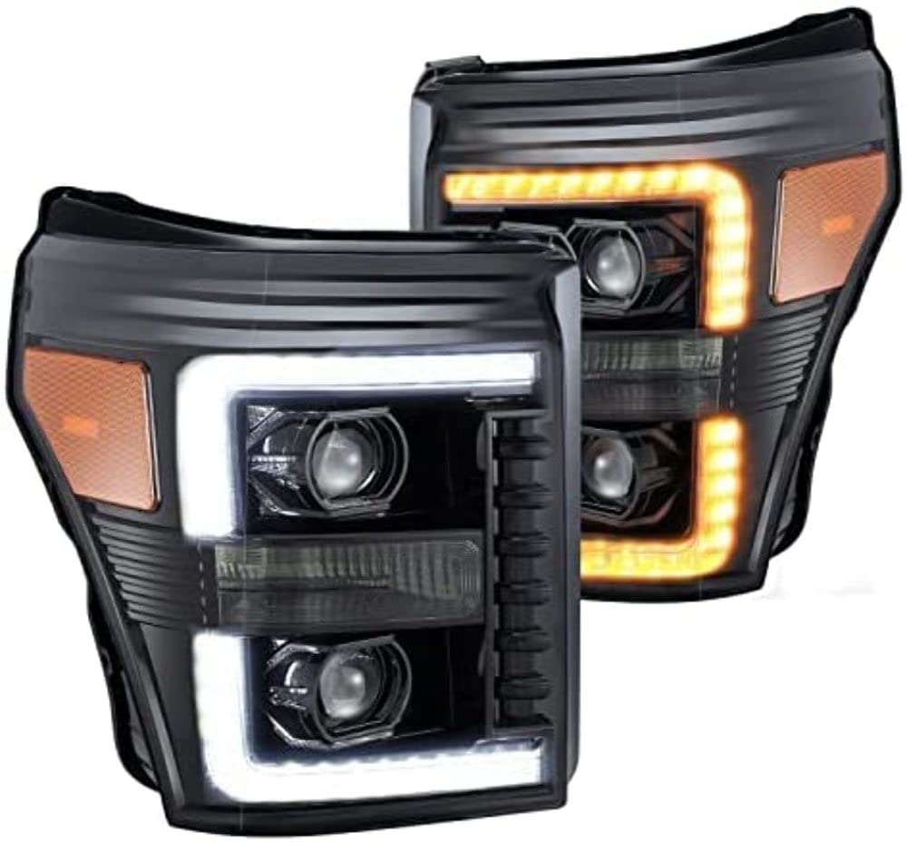 880140 AlphaRex USA Projector Headlamps Fits Ford F-250 Super Duty Mid-Night Black(AHL-FD11-P-S-LB) PRO-Series Headlights (Mid-Night Black)