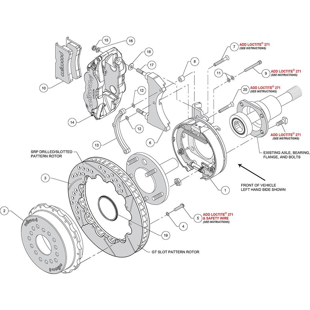 Rear FNSL4R P-Brk Kit,12.88", Red