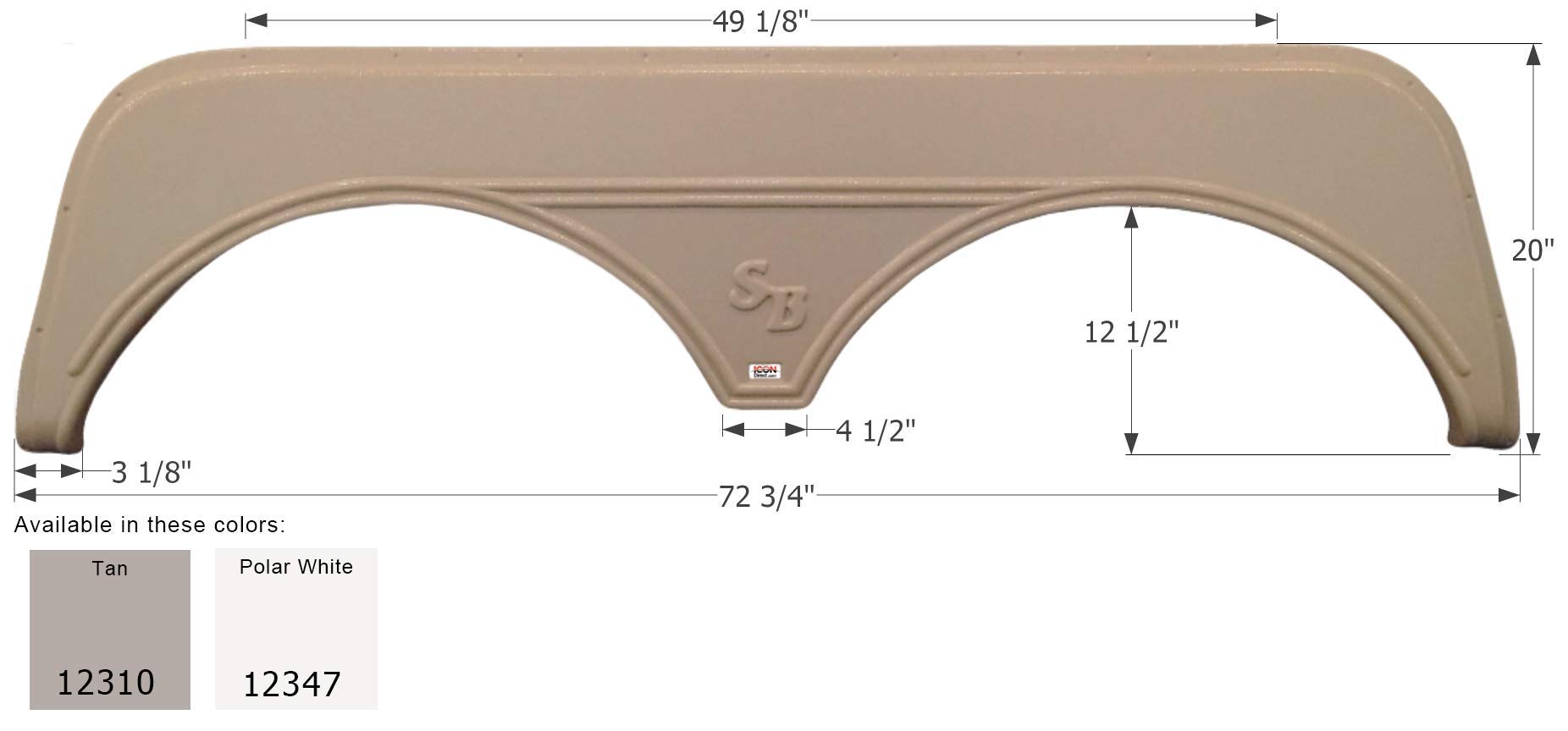 Tandem Axle Fender Skirt ICON 12310 for Sunnybrook - Tan