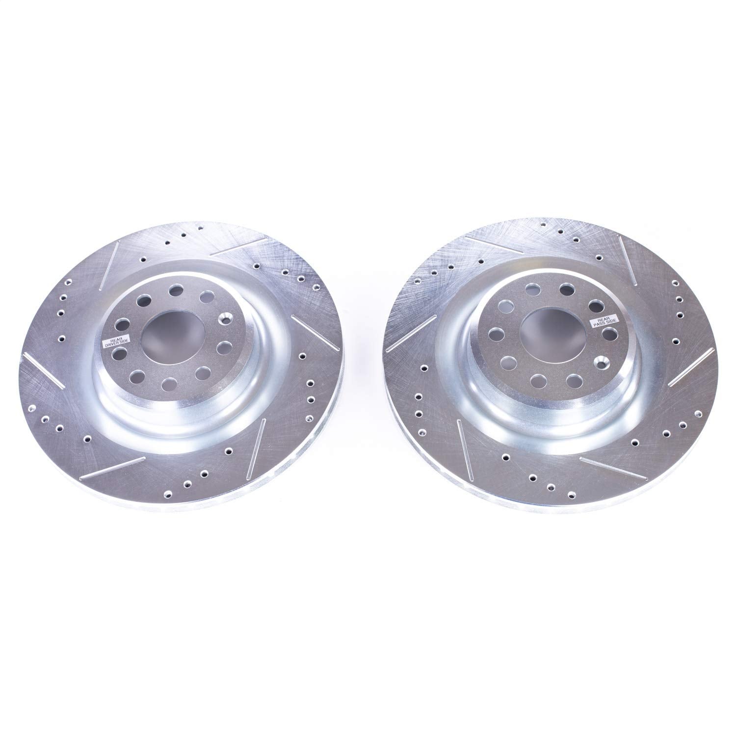 Power Stop AR84001XPR Rear Drilled and Slotted Brake Rotor Pair For Tesla S 2012-2021, Tesla X 2016-2021 [Model Specific]