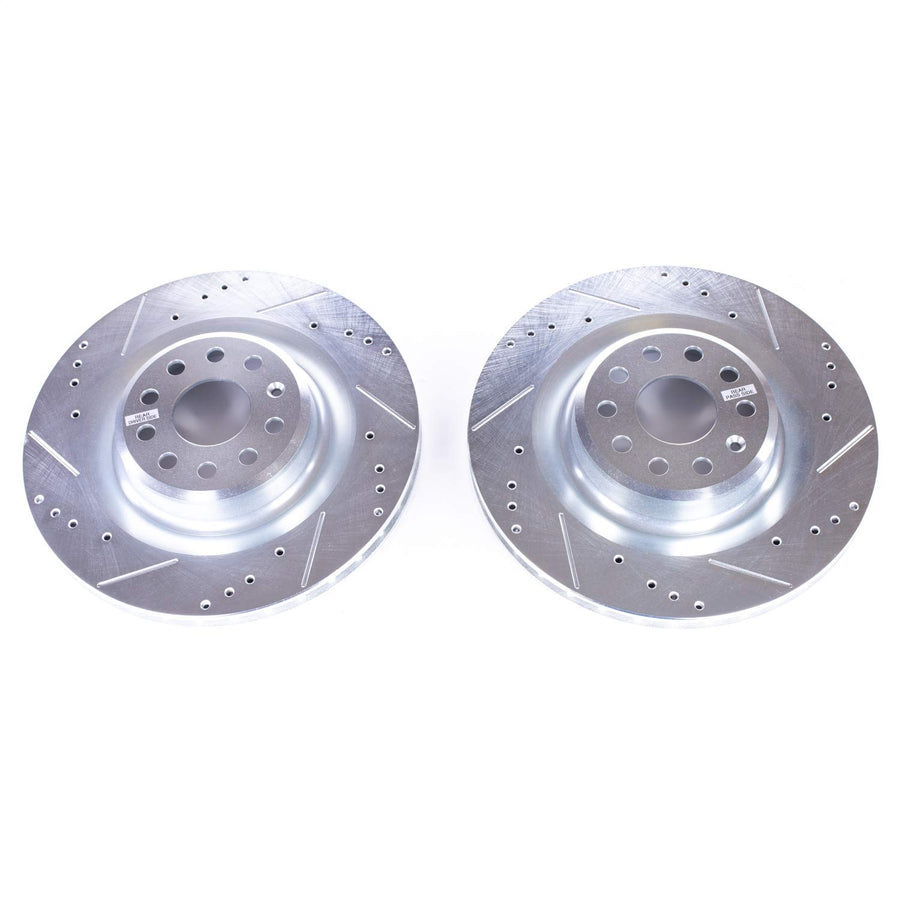 Power Stop AR84001XPR Rear Drilled and Slotted Brake Rotor Pair For Tesla S 2012-2021, Tesla X 2016-2021 [Model Specific]