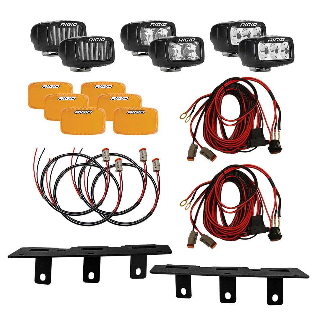 RIGID Triple 46731 SR-M Fog Light Bumper Mount KIT - FITS 2021 Ford Bronco Full Size, Includes 6 RIGID SR-M LED Lights