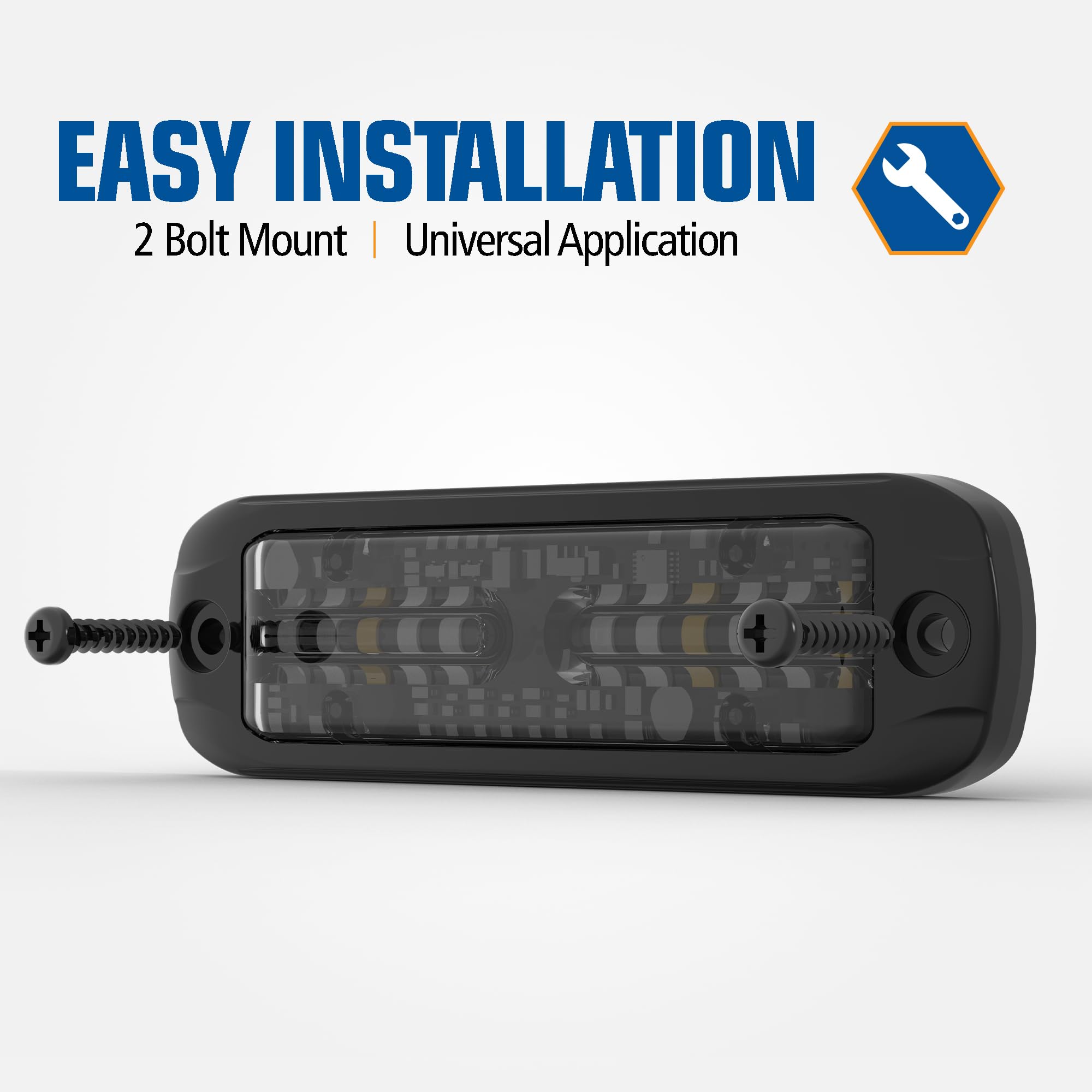 ECCO Directional ED3802ABH LED Warning Light Viz™ Series, 2 Bolt Surface Mount, 12-24V, Tri-Color Amber/Blue, w/HINVII™ technology