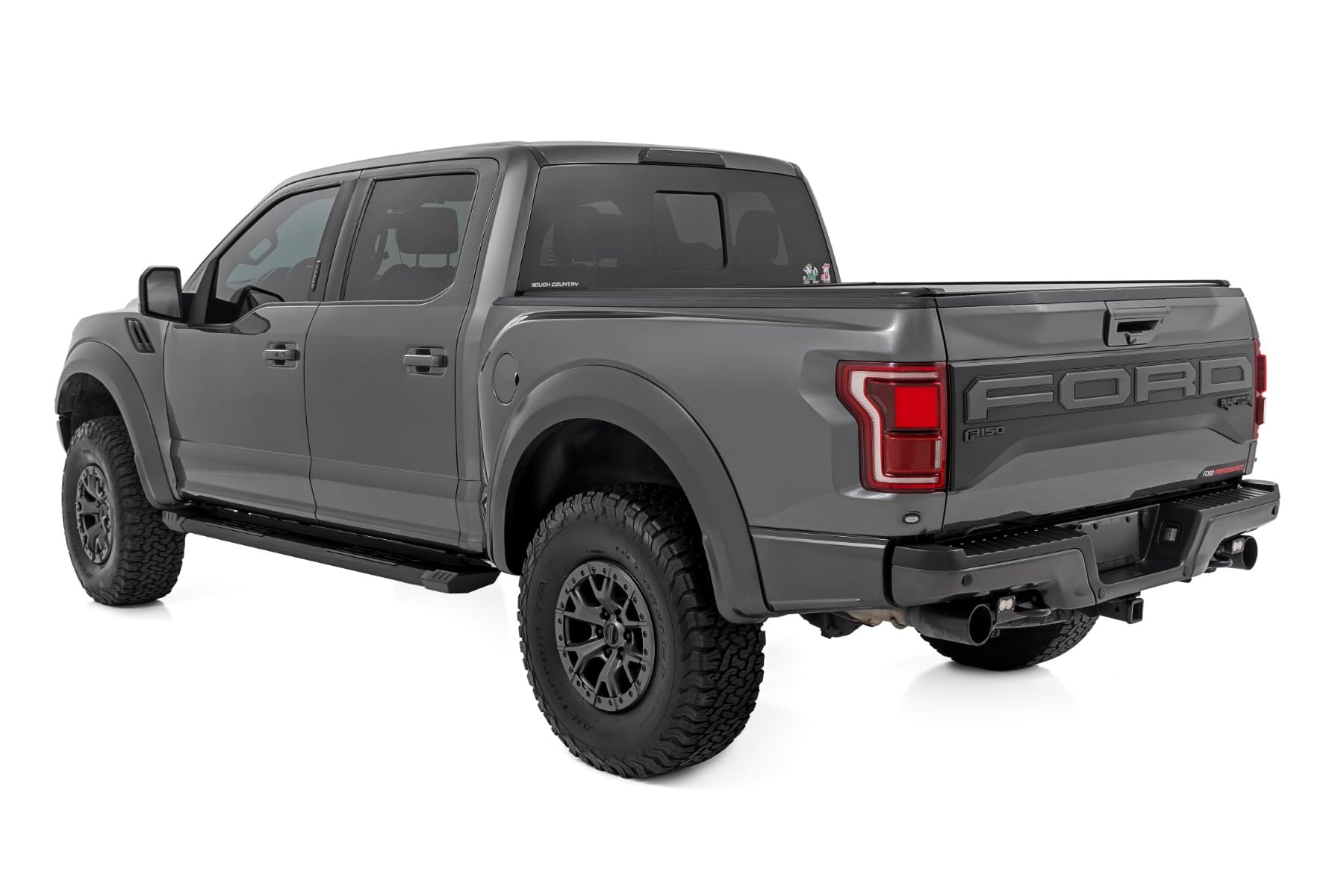 Rough Country HD2 Running Boards for Ford F-150/Lightning/F-250/F-350/Raptor Crew Cab (2015-2025) - 5" Wide Non-Slip Step, Easy Bolt-on Install