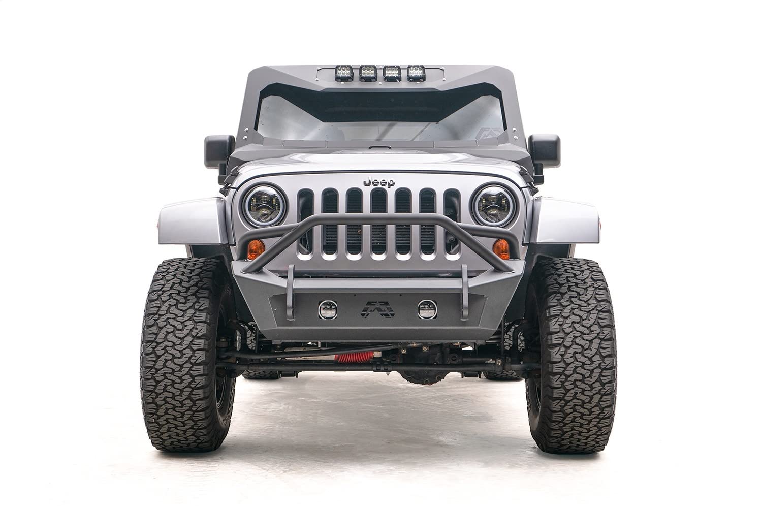 Fab Fours Stubby JK07-B1952-B Raw Front Winch HD Bumper with Pre-Runner Guard