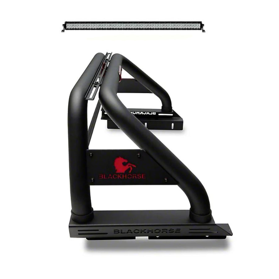 Classic Black Horse Roll Bar Includes 1 40in LED Light Bar Compatible with 2005-2024 Toyota Tacoma-RB006BK-KIT