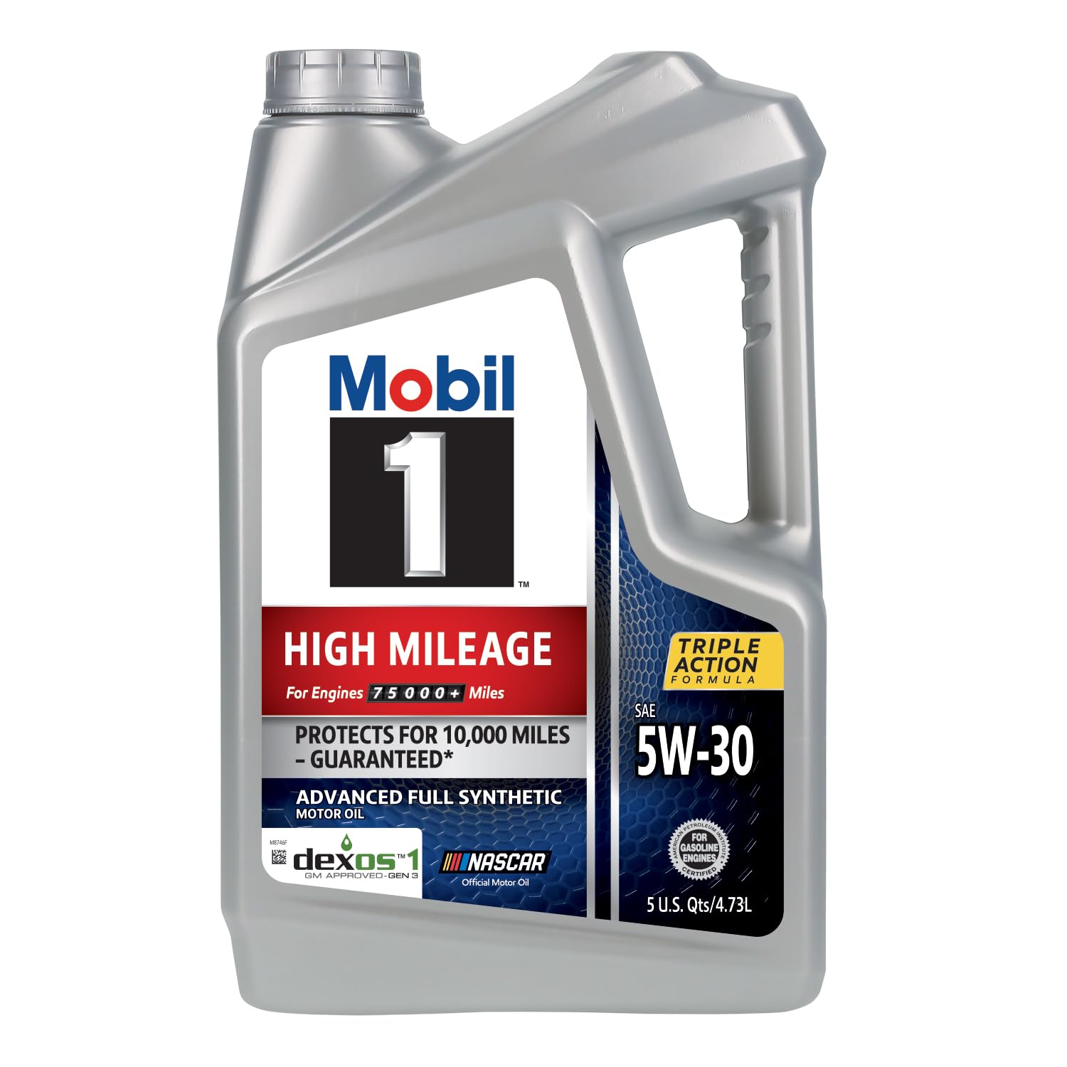 5 Quart Mobil 1 High Mileage Full Synthetic Motor Oil 5W-30