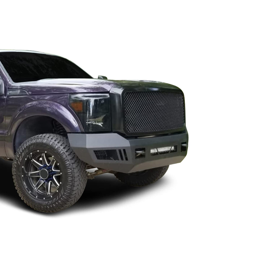Heavy Duty Black Horse Armour I Front Bumper Matte Black Includes 1 20in LED Light Bar, 2 sets of 4in cube lights Compatible with 2011-2016 Ford F-250 Super Duty|2011-2016 Ford F-350 Super Duty