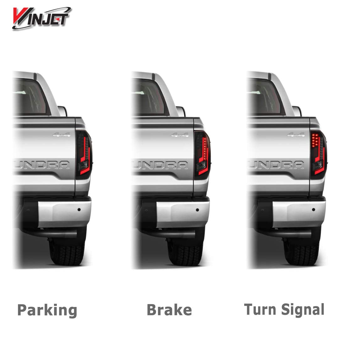 Off Road Series Winjet LED Taillights Assembly for [2014 2015 2016 2017 2018 2019 2020 Toyota Tundra] DRL LED Tail lights Rear Light Brake Lights Tail Lamps 1 Pair