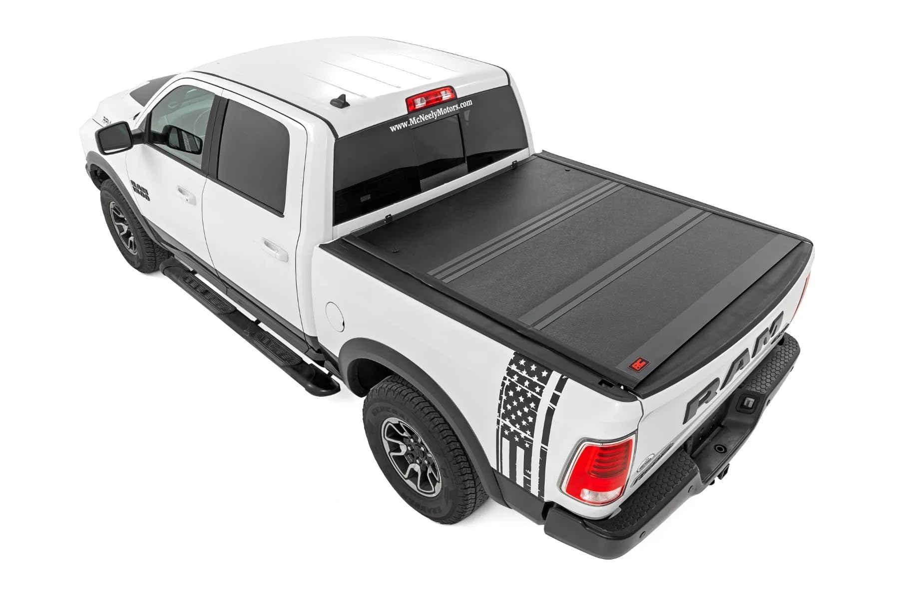 Rough Country Tonneau Cover Hard Tri-Fold for RAM 1500 (2010-2018)/2500 (2010-2025) - Low-Profile Aluminum Truck Bed Cover, Fits 5'7 Bed (67.4")