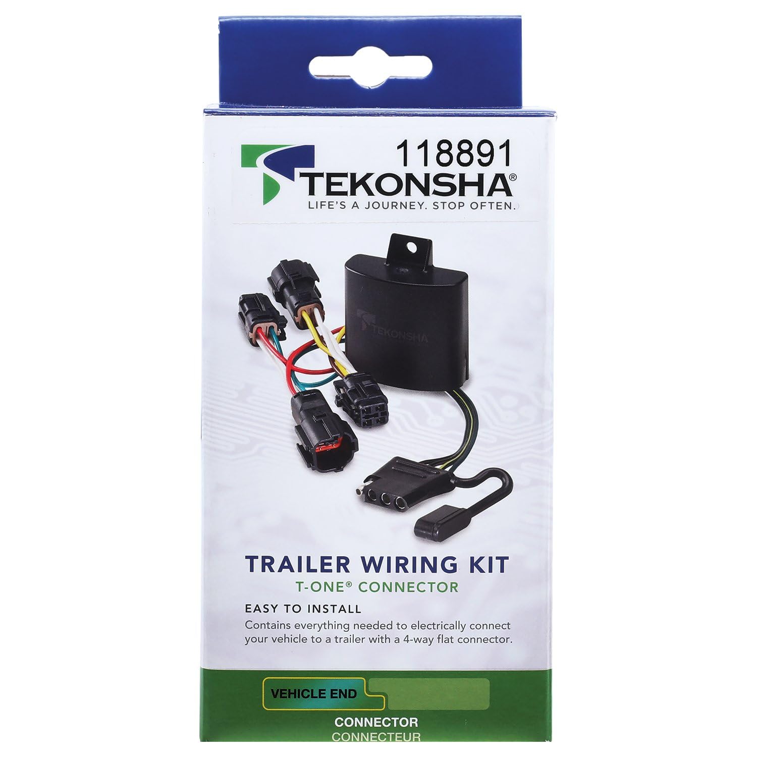 T-One Tekonsha 118891 Custom Harness, 4-Way Flat, w/Circuit Protected ModuLite HD Module, No Cutting or Splicing Required, Weather Resistant