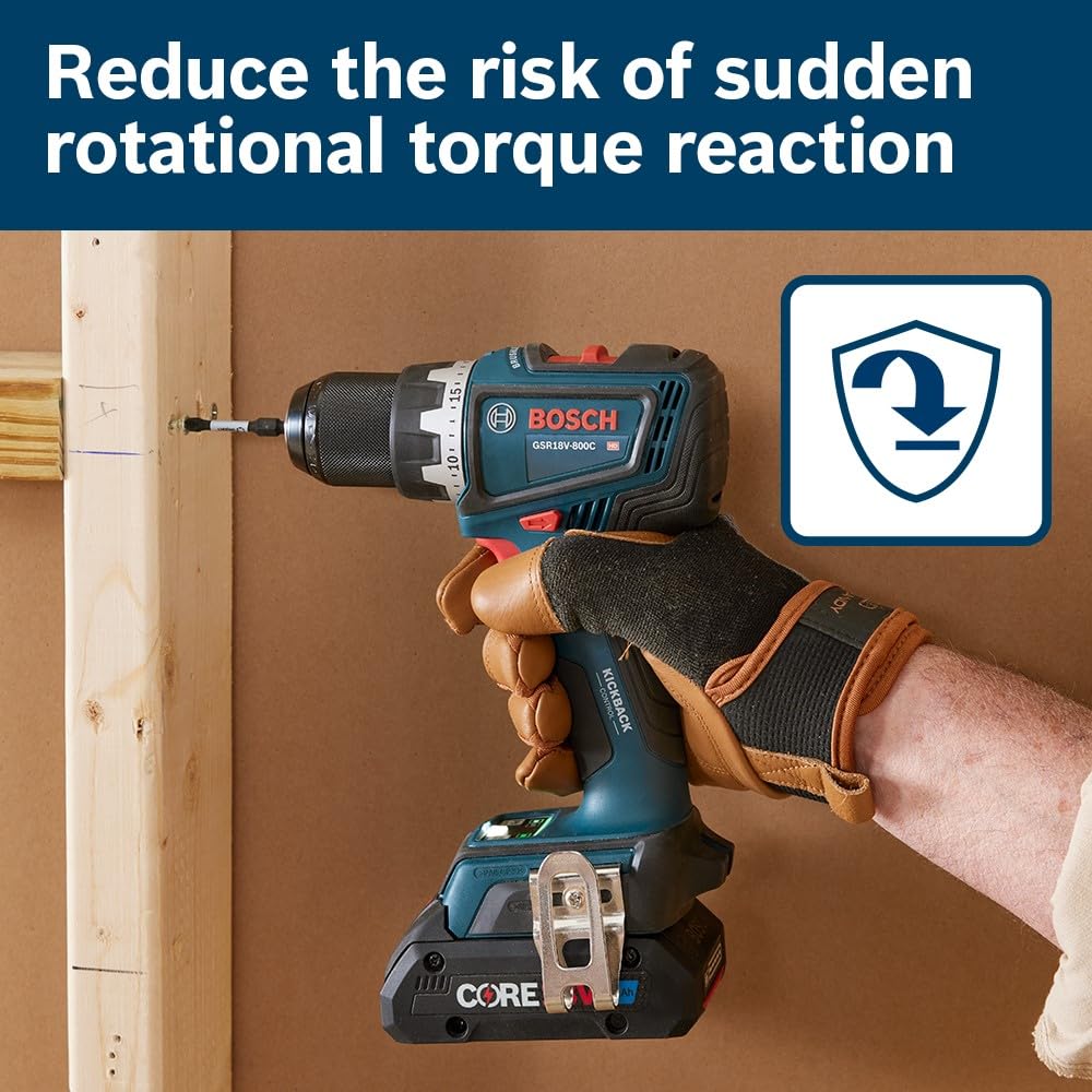 BOSCH 18V GSR18V-800CB24 Brushless Connected-Ready 1/2 In. Drill/Driver Kit with (2) CORE18V® 4 Ah Advanced Power Batteries