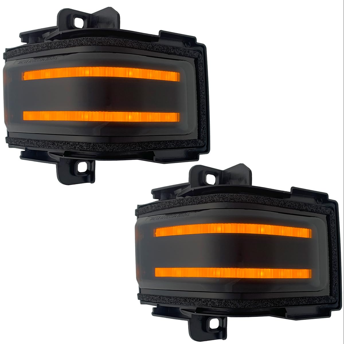 RECON Premium LED Side Mirror Lenses Fits Ford 17-24 F250, F350, F450, F550 w/Amber Daytime Running Lights (DRL), Blinking Turn Signals & White Spot Lights - Smoked Lens