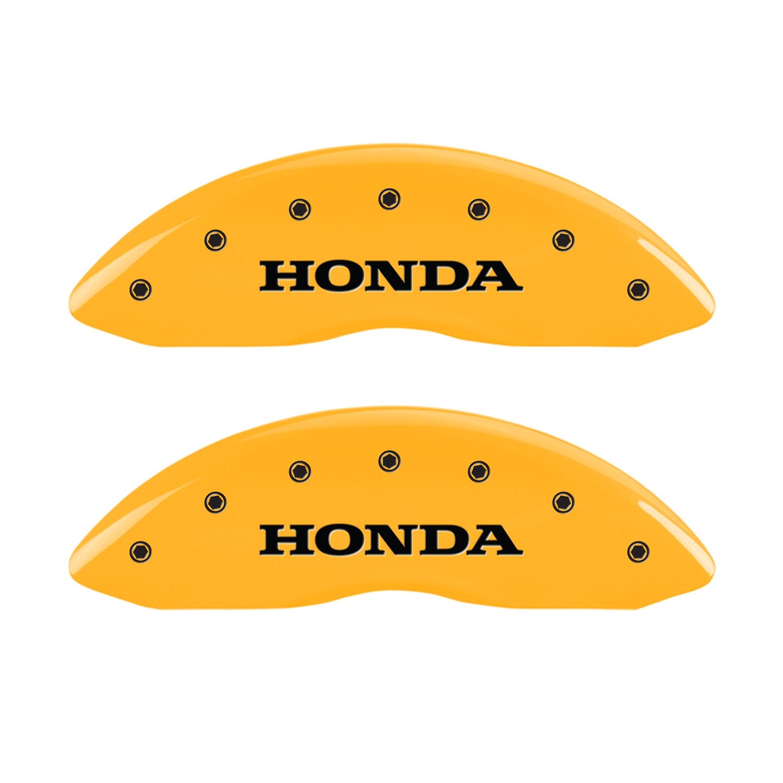 Brake Caliper Covers MGP Compatible with 2009-2025 Honda Pilot, 2017-2025 Honda Ridgeline - Powder-Coated Finish, 4PCS Front and Rear (Yellow - Honda/H Engraving)