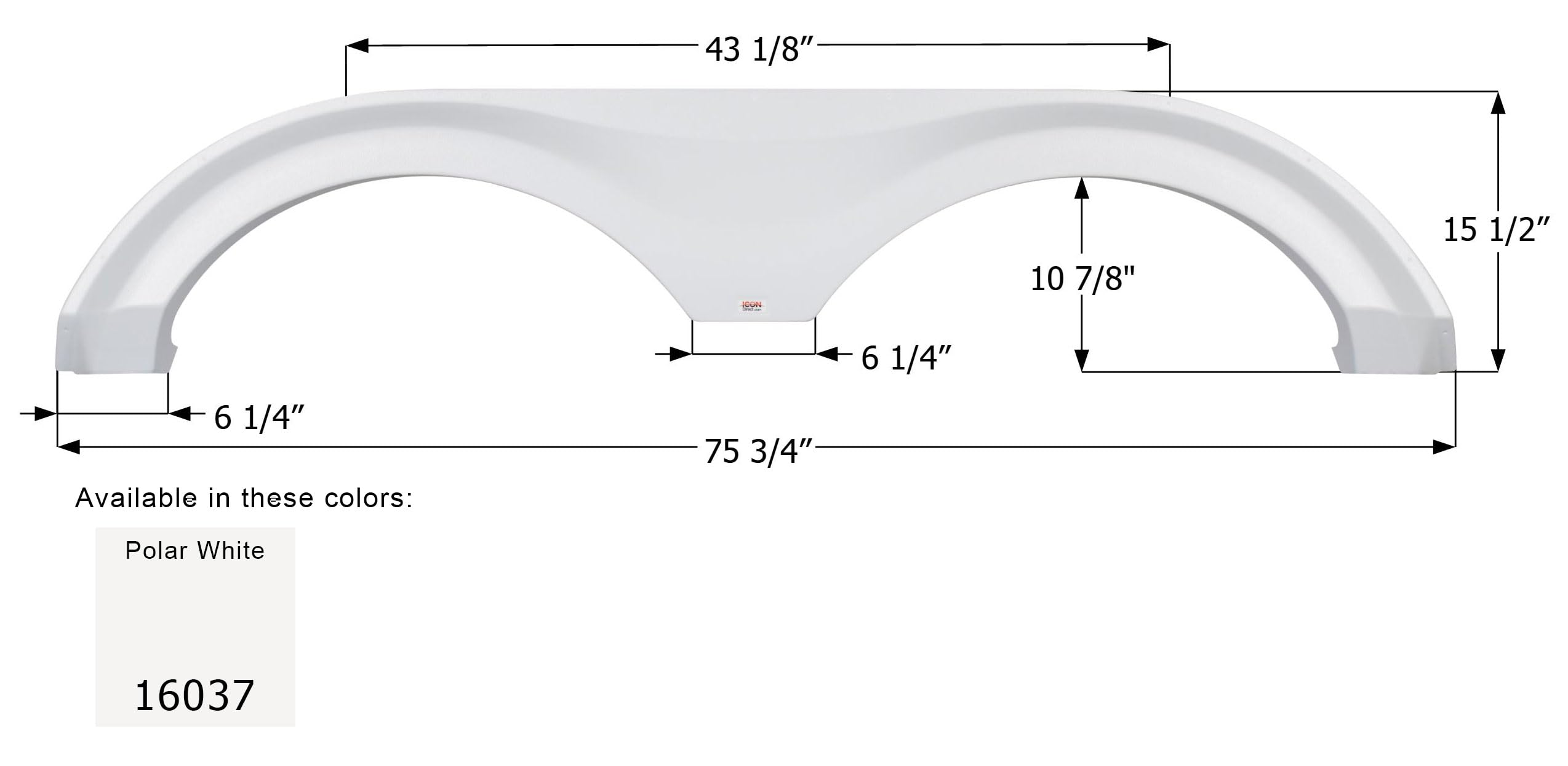 Tandem Axle Fender Skirt ICON 16037 FS6037 for Palomino - Polar White