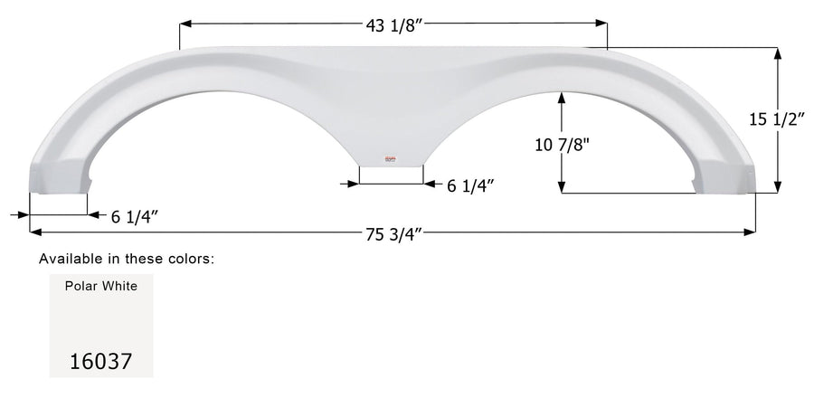 Tandem Axle Fender Skirt ICON 16037 FS6037 for Palomino - Polar White