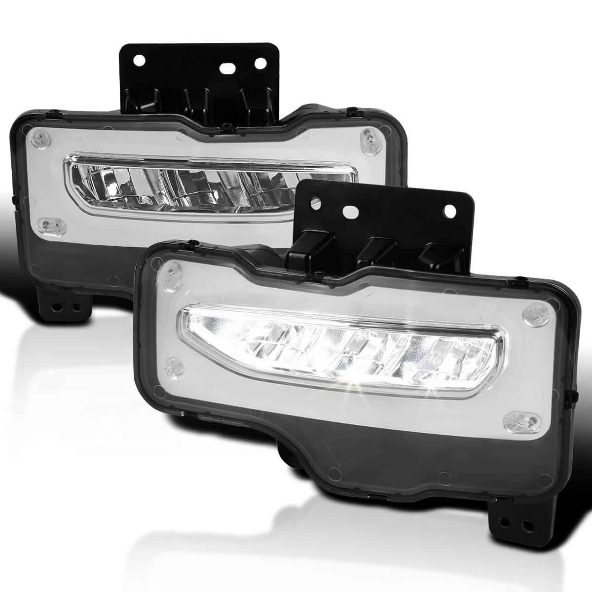 LED Fog Lights Spec-D Tuning Clear Lens + Built-In LED Bulbs + Switch Included Compatible with 2016-2018 GMC Sierra 1500 L+R Pair Assembly