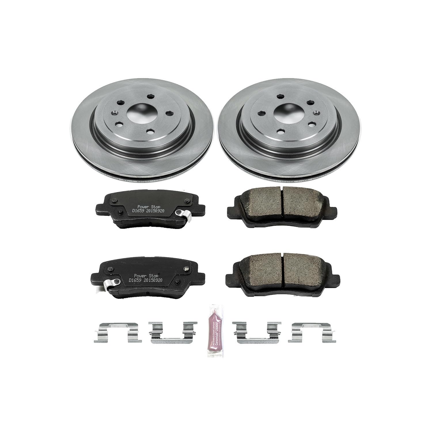 Power Stop Autospecialty KOE6991 Rear Replacement Brake Kit-OE Brake Rotors & Ceramic Brake Pads For Cadillac CTS 2014-2019 [Model Specific]
