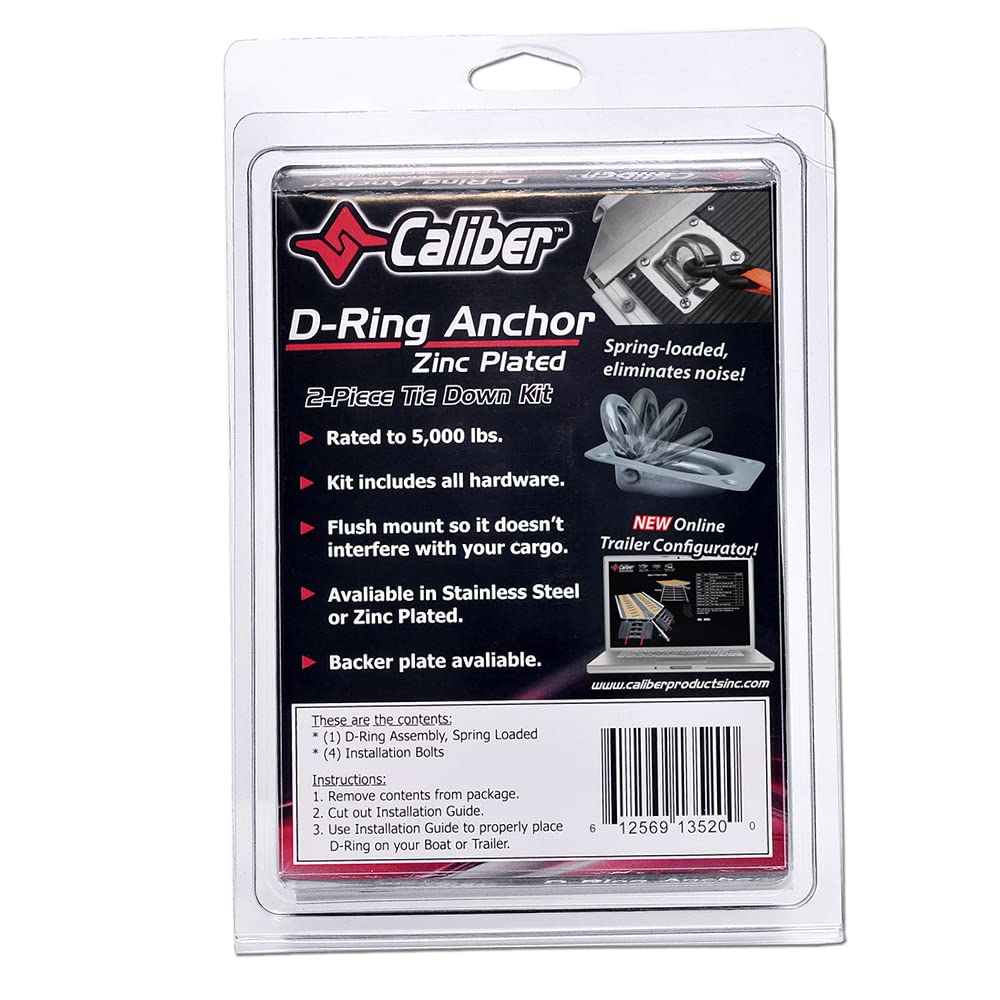 D-Ring Stainless-Steel Plated Anchor Caliber 13521, 2-Pc Tie-Down System