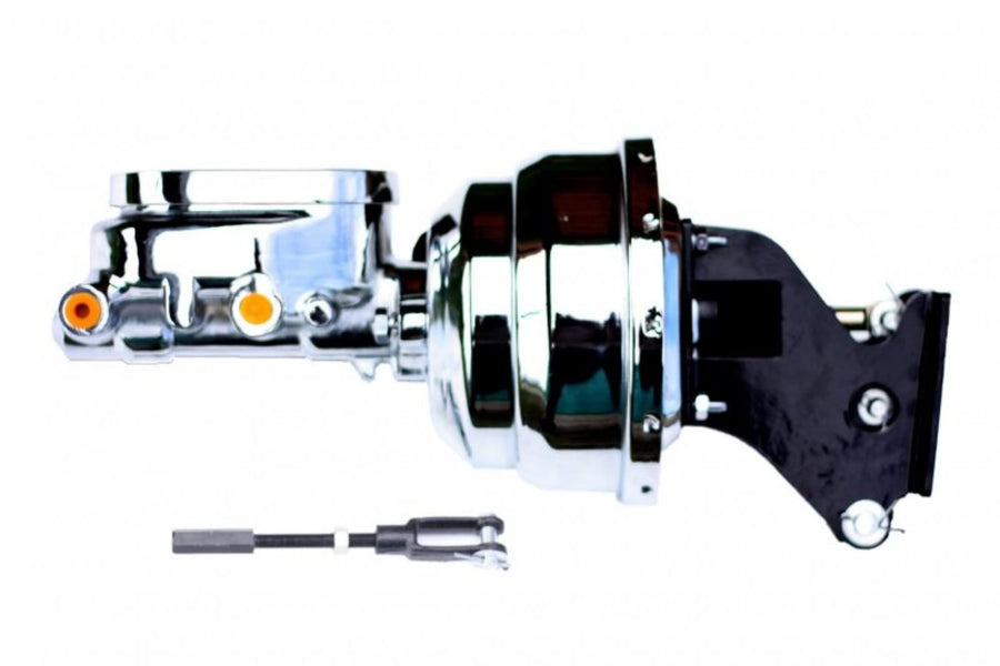 8 Inch LEED BRAKES Dual Power Booster, 1-1/8 Inch Bore Flat Top Master (Chrome)