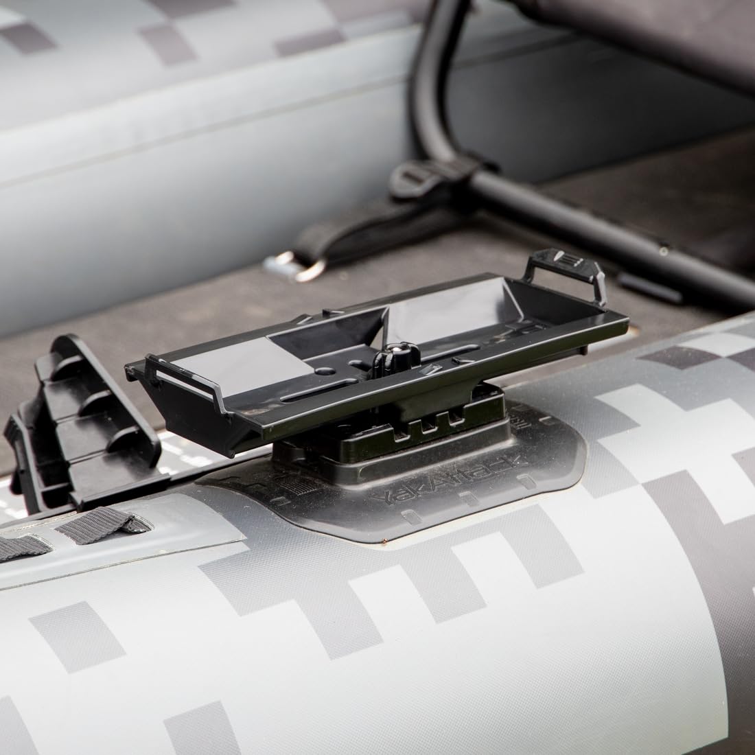 Quick Release YakAttack TracPak Mounting Base | Compatible with Track Mount Storage Boxes | Includes T-Bolt, Knob & Surface Mount Hardware | Micro Adjustment Slots | Made in USA