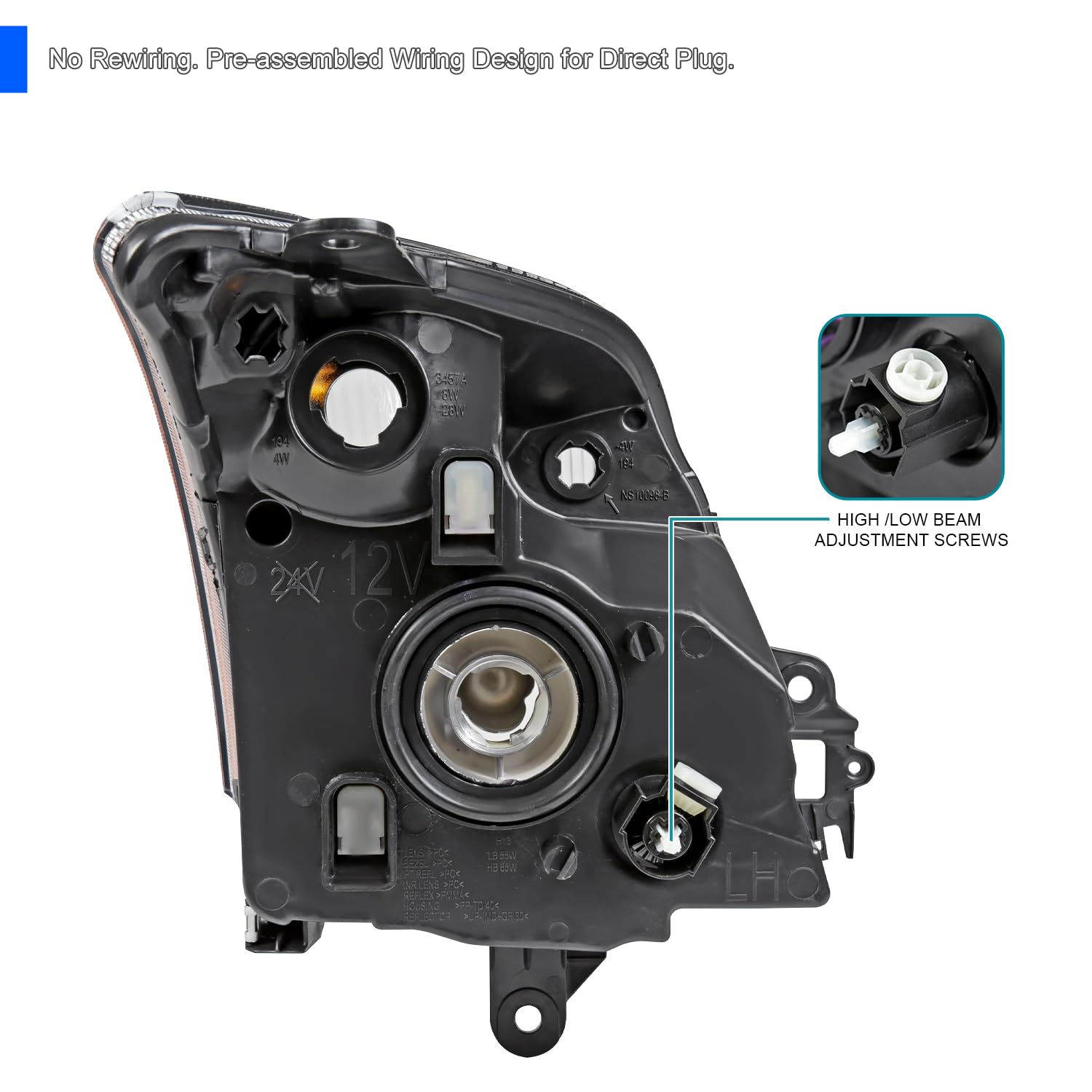Black Headlights SPEC-D TUNING Compatible with 2007-2009 Nissan Sentra, Left + Right Pair Headlamps Assembly