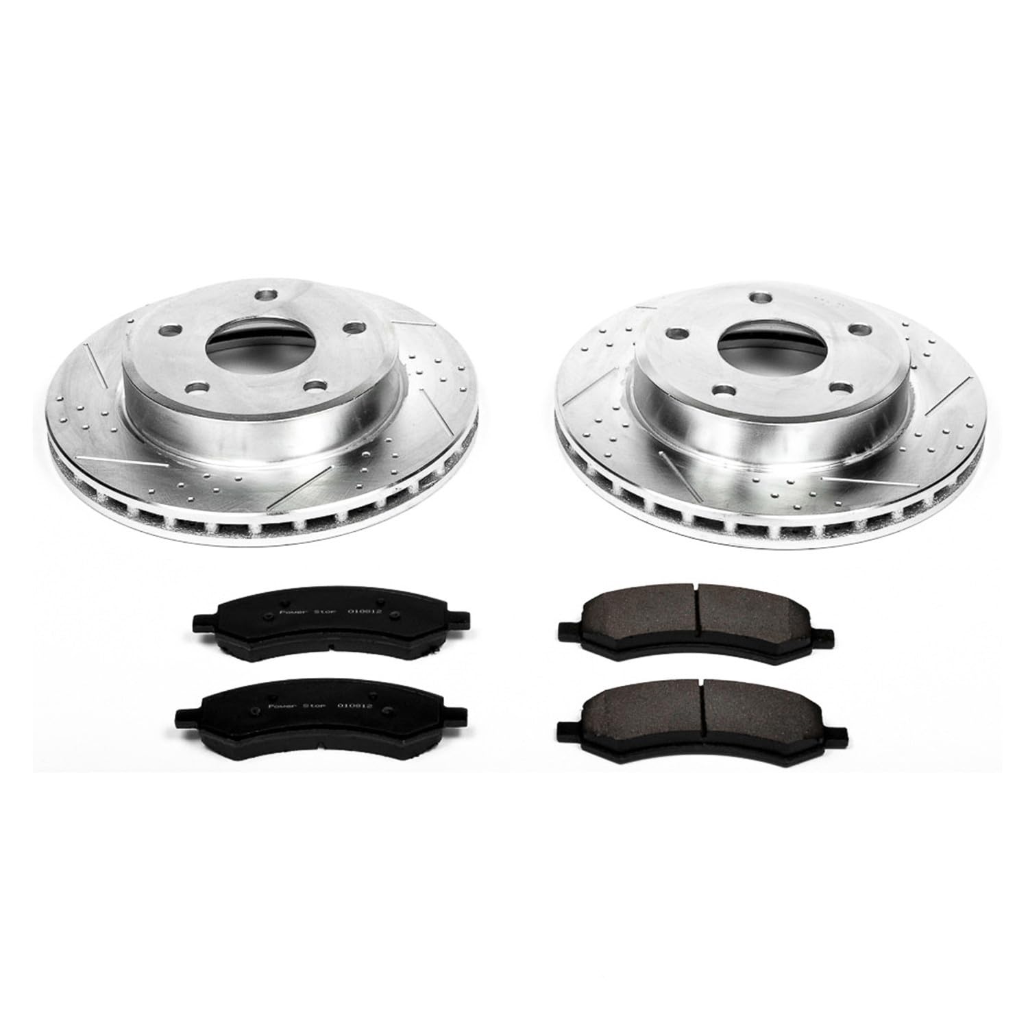 Power Stop K2193 Z23 Carbon Fiber Brake Pads with Drilled & Slotted Brake Rotors Kit For Dodge Dakota 2005-2010, Mitsubishi Raider 2006-2009, Ram Dakota 2011 [Model Specific]
