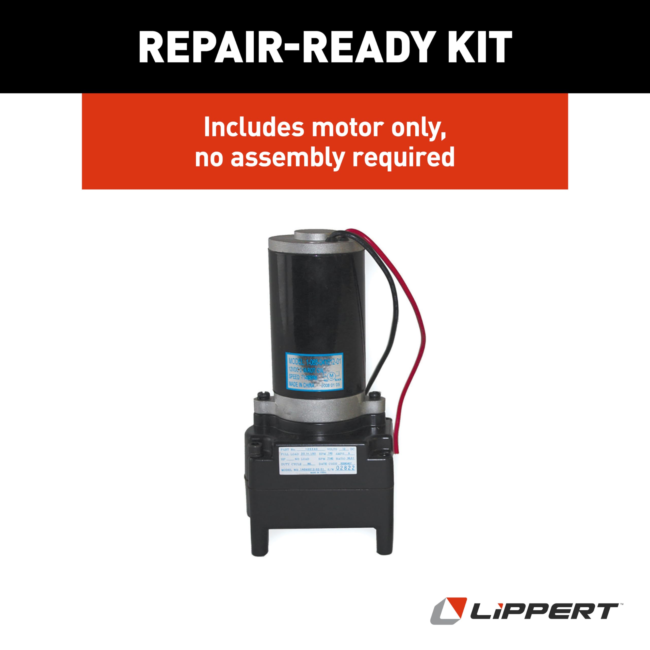 Lippert High-Speed Tuson Electric 5th Wheel Landing Gear Motor Replacement, 5,000 lbs. Extend & Retract Legs, Easy Installation, No Assembly Required - 141893
