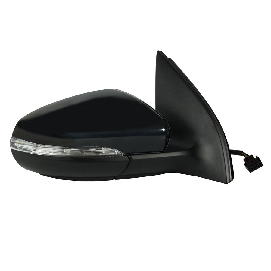 Passenger Side Fit Mirror for Volkswagen Golf, Textured Black w/PTM Cover, w/Turn Signal, Puddle lamp, Power Fold, w/o Memory, Heated Power