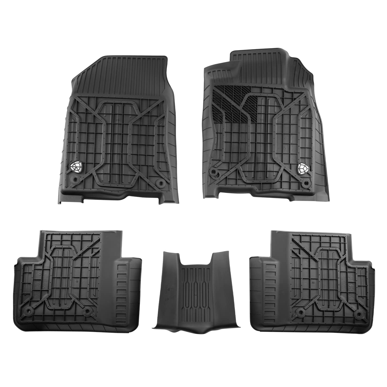 All-Weather Spec-D Tuning Black Injection-Molded TPE Front + Rear Floor Mats Compatible with 2016-2021 Honda Civic, 5PC