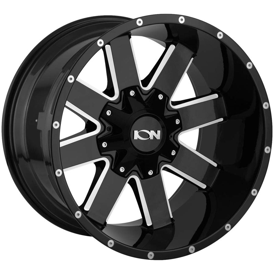 141 Ion Wheels Gloss Black Milled Wheel with Alloy Steel (20 x 10. inches /6 x 106 mm, -19 mm Offset)