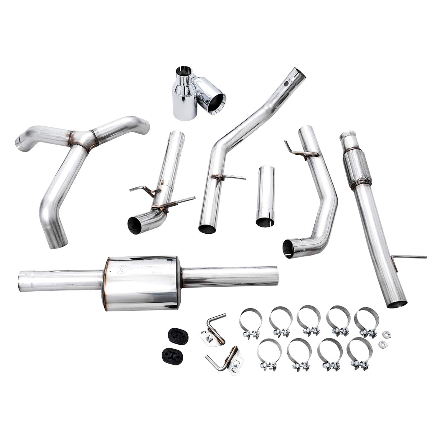0FG™ 304 SS Cat-Back Exhaust System AWE Tuning 3015-32205 with Split Rear Exit