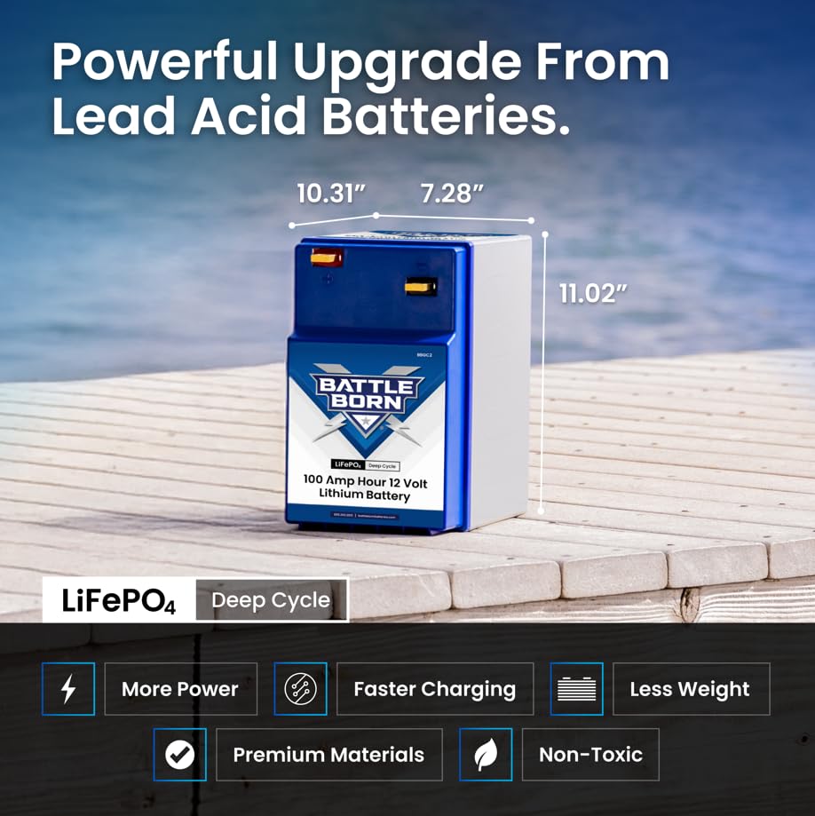 12V 100Ah GC2 Heated Lithium-Ion (LiFePO4) RV, Marine, Solar, & Off Grid Battery - Integrated Heating Technology - Internal BMS, High & Low Temperature Protection - Battle Born Batteries