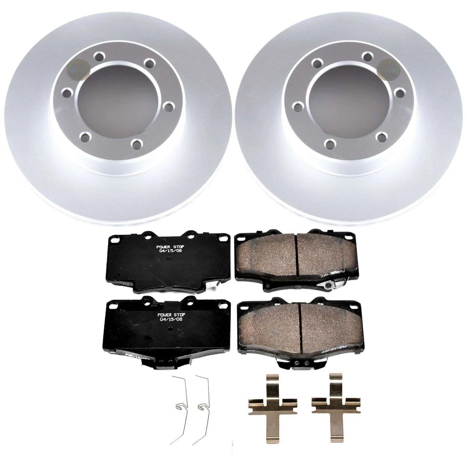 Power Stop Coated CRK1150 Brake Rotors and Z17 Ceramic Brake Pads Kit For Toyota 4Runner 1991-1995, Toyota T100 1993-1998 [Model Specific]