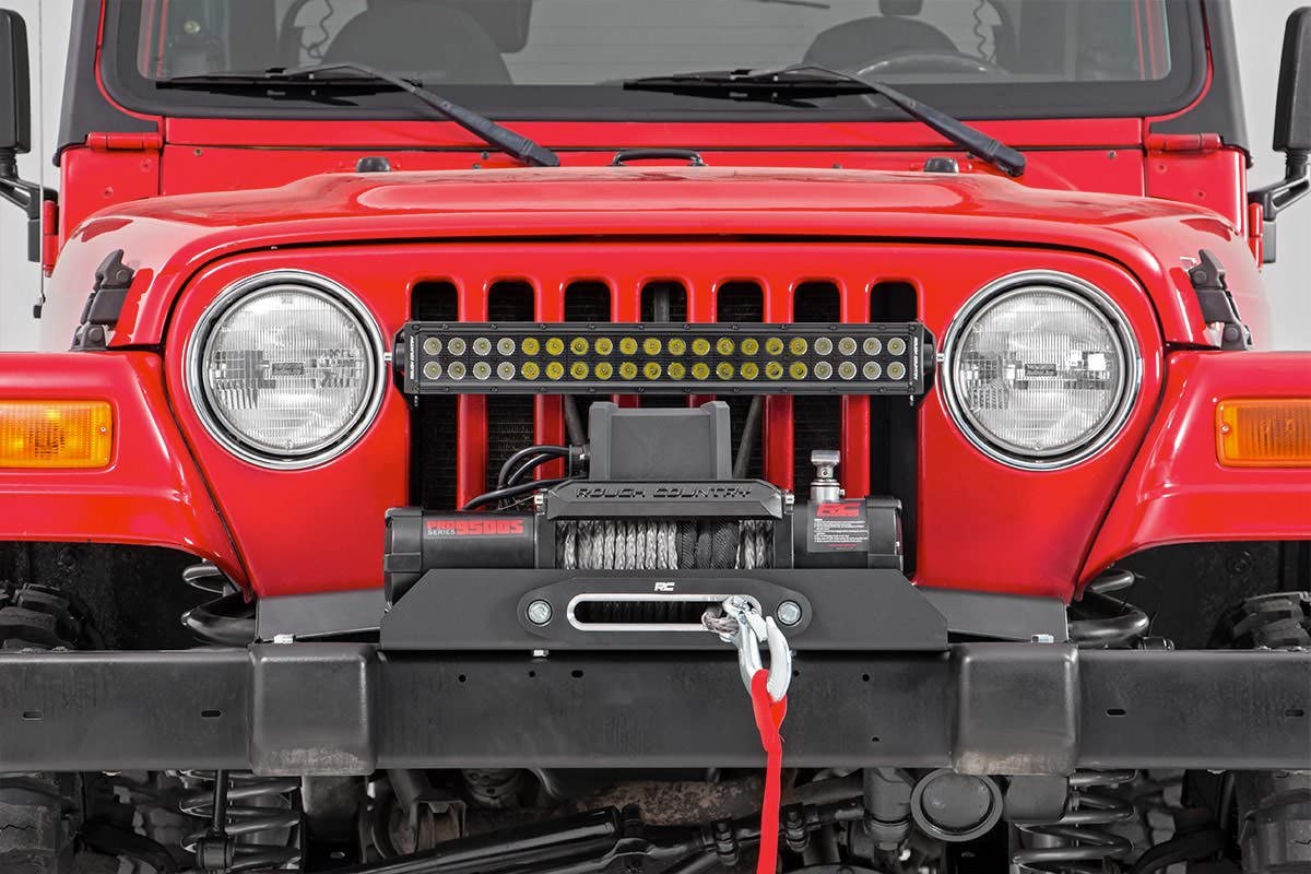 Rough Country Winch Mounting Plate Black for 1987-2006 Jeep Wrangler TJ/YJ - 1189, Front