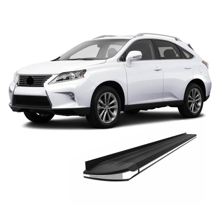 Black Aluminum Black Horse Exceed Running Boards Compatible with 2010-2020 Lexus RX350&2010-2020 Lexus RX450h Requires Drilling and Cutting Plastic Cover