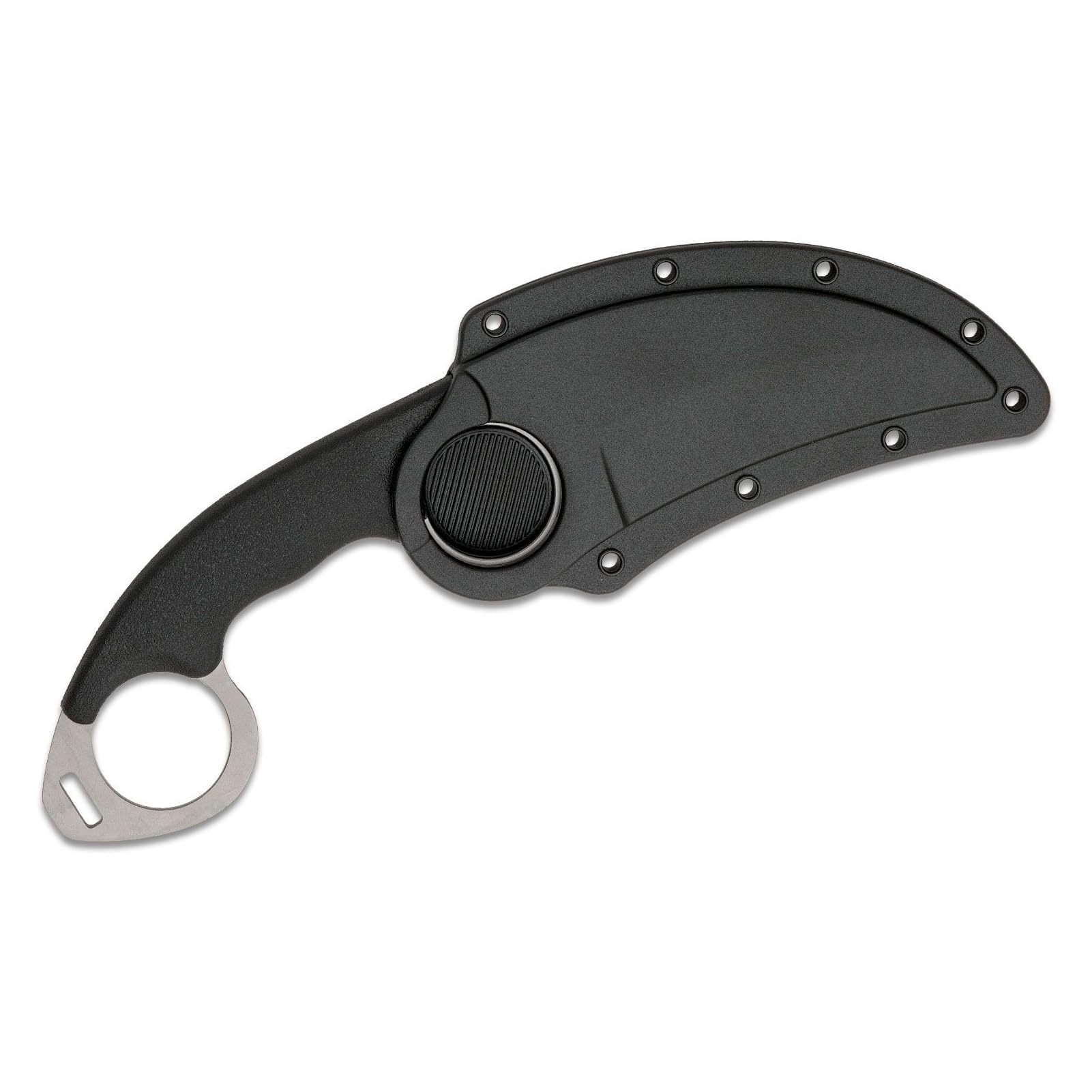 Cold Steel Durable Double Agent Lightweight Japanese AUS8A Steel Karambit Shape 3" Fixed Blade Tactical Outdoor Hunting Knife, Kray-Ex Handle, Secure-Ex Sheath - Plain Edge