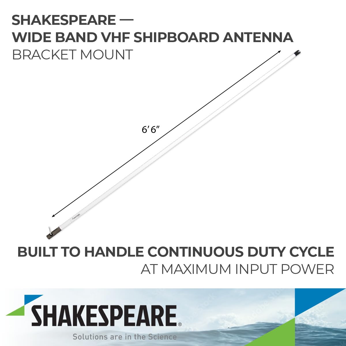 6' 5" Shakespeare Broadband VHF 136-174 MHz Antenna
