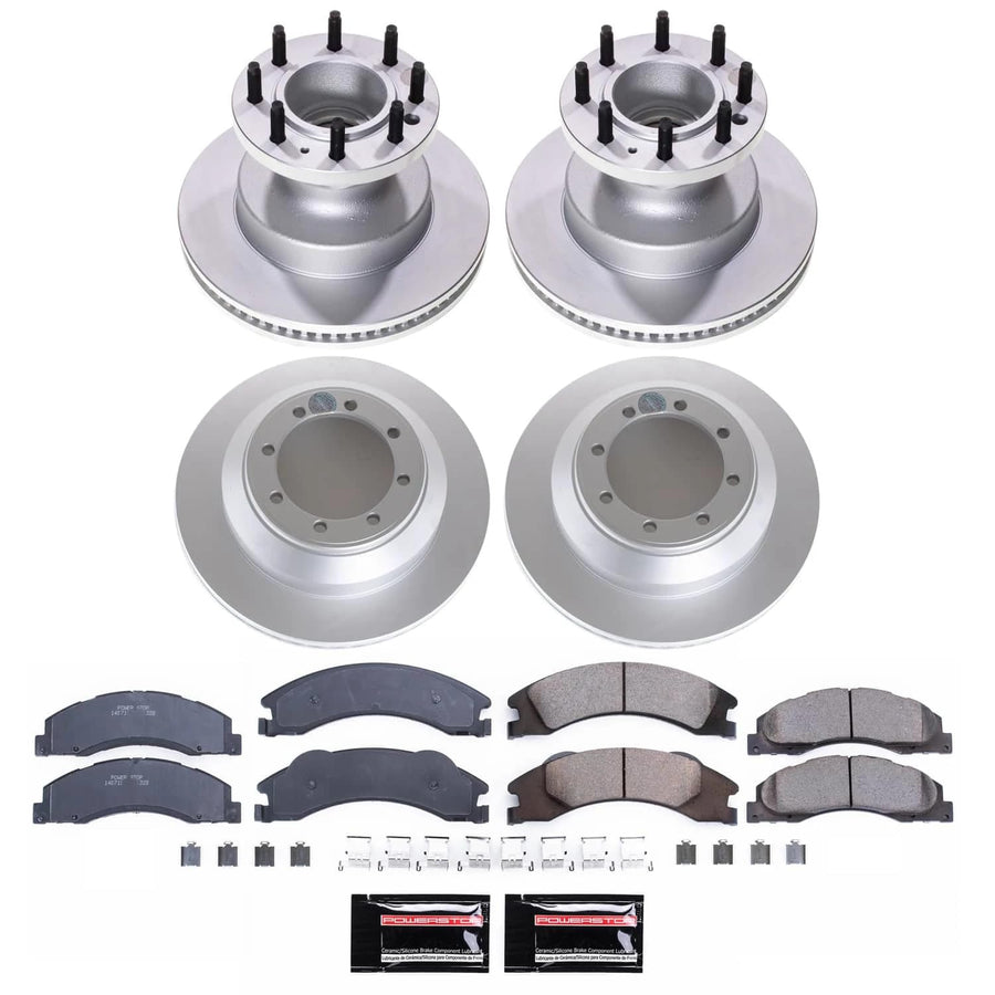 POWERSTOP Brake Kit For Ford E-350 Super Duty Front and Rear Brake Pads and Geomet Coated Rotors 2008-2019, 2021-2023, Ford E-450 Super Duty 2017-2018 [Vehicle Specific]