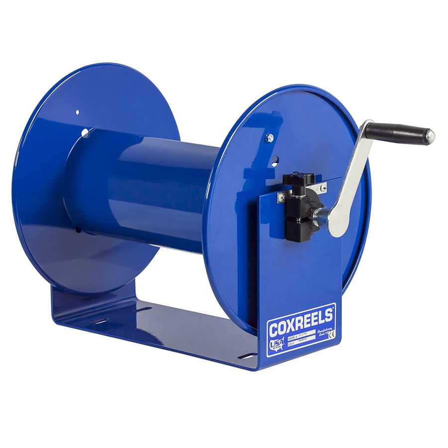 Hand Crank Hose Reel Coxreels 112-3-100 - Heavy-Duty Steel Frame for Stability - Adjustable Tension Brake for Controlled Operation- Fits 3/8 x 100 ft Hose - 12 x 18.25 x 13 inches