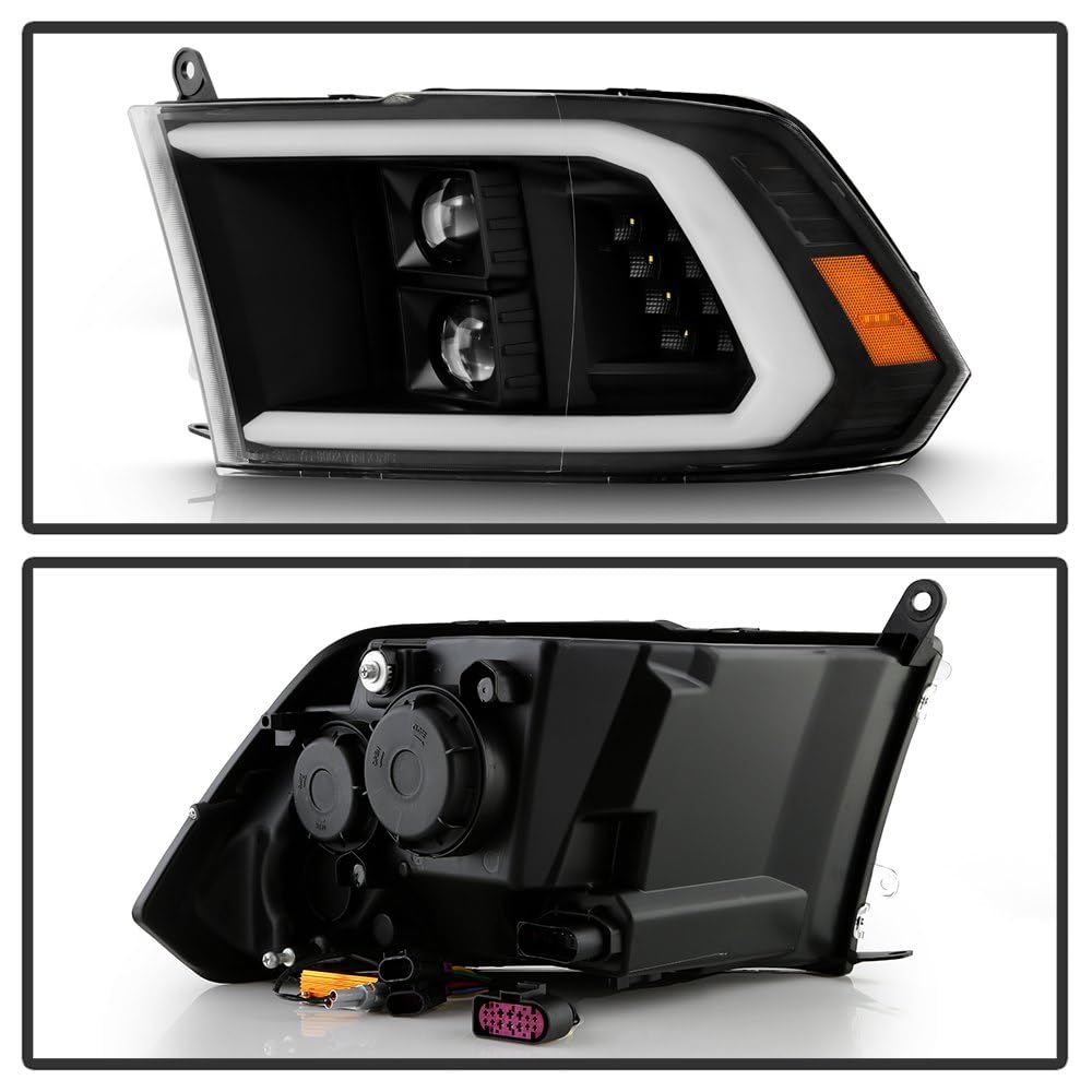 Dodge Ram 09-18 1500~3500 Spyder (xTune) LED DRL/Halogen Projector Headlights - Low Beam-H7(Included) ; High Beam-H7(Included) ; Signal-LED - Black